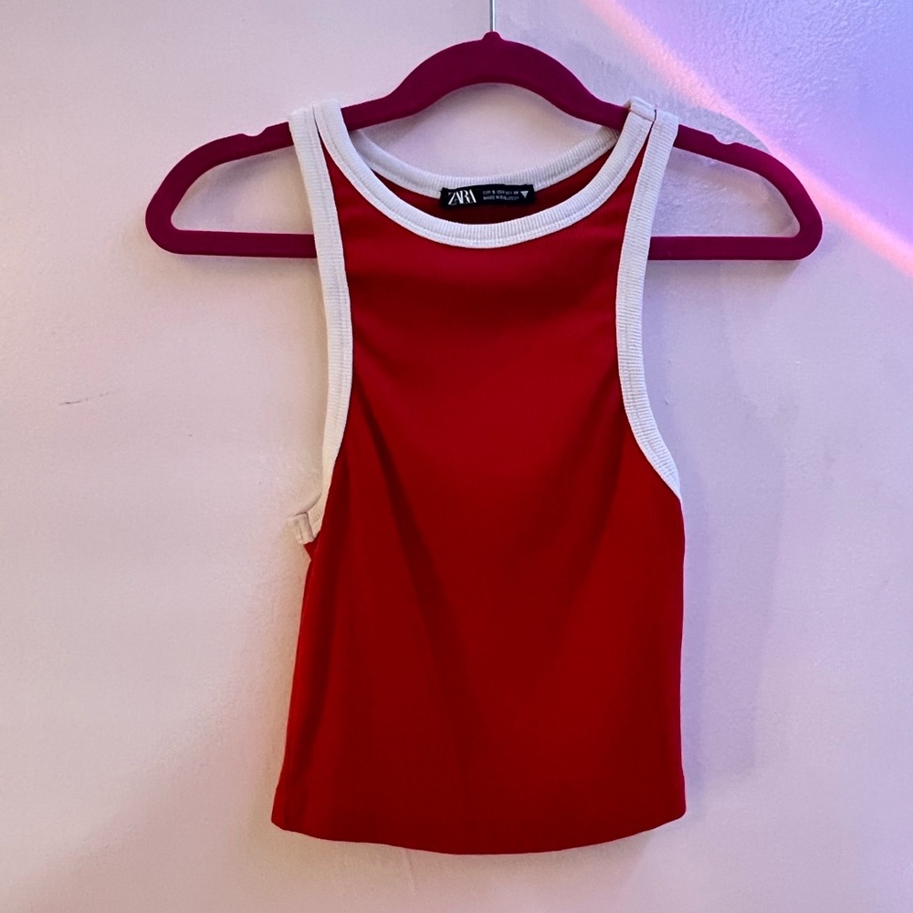 Red Zara Ribbed T-Shirt